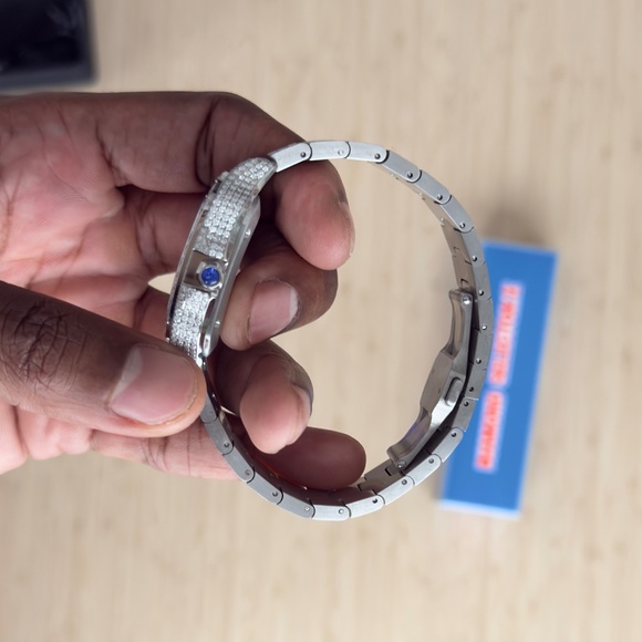 Hip Hop Bling - Moissanite VVS Iced Out Baller Square Steel Bust Down Watch - Picture 7 of 11